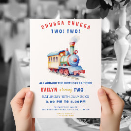 Bewerkbare trein avontuur verjaardag uitnodigen kaart