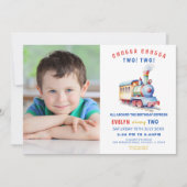 Bewerkbare trein foto verjaardag uitnodigen kaart (Voorkant)