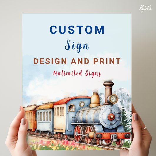 Bewerkbare Trein Verjaardag Custom Sign Board Poster