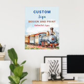 Bewerkbare Trein Verjaardag Custom Sign Board Poster (Thuiskantoor)