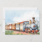 Bewerkbare Trein Verjaardag Uitnodiging met Foto (Achterkant)