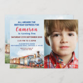 Bewerkbare Trein Verjaardag Uitnodiging met Foto (Voorkant / Achterkant)