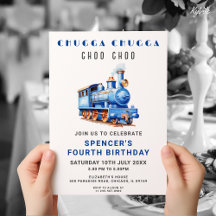 Bewerkbare Trein Verjaardag Uitnodiging Trein Avon