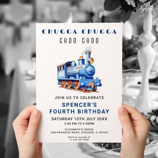 Bewerkbare Trein Verjaardag Uitnodiging Trein Avon