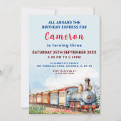 Bewerkbare Trein Verjaardag Uitnodiging Trein Avon (Voorkant)