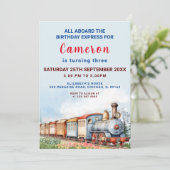 Bewerkbare Trein Verjaardag Uitnodiging Trein Avon (Staand voorkant)