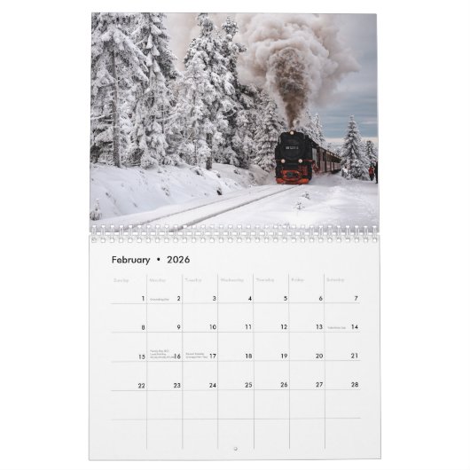 Bewerkbare treinen kalender (Feb 2026)