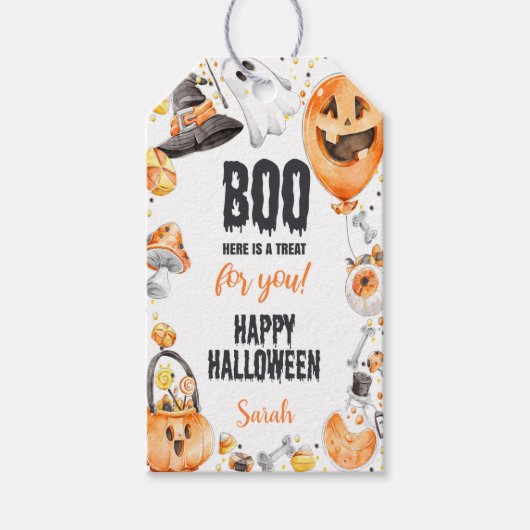 Bewerkbare Trick-or-Treat Party Gift Labels Cadeaulabel (Voorkant)