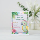 Bewerkbare Tropische Parrot Verjaardag Uitnodiging Briefkaart (Staand voorkant)