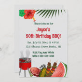 Bewerkbare Tropische Verjaardag BBQ Party Kaart (Voorkant / Achterkant)