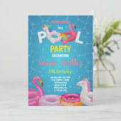 Bewerkbare Tropische Zomer Zwemfeest Uitnodigen Kaart (Staand voorkant)