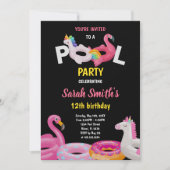 Bewerkbare Tropische Zomer Zwemfeest Uitnodigen Kaart (Voorkant)