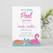 Bewerkbare Tropische Zomer Zwemfeest Uitnodigen Kaart (Staand voorkant)