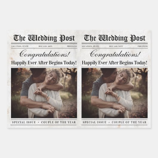 Bewerkbare Trouwkrant Bloemenboeket Inpakpapier Vel (Voorkant 2)