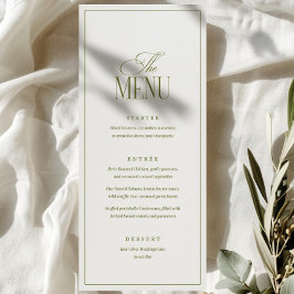 Bewerkbare Trouwmenu Sjabloon, Olijfgroen Modern Menu