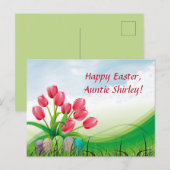 Bewerkbare tulpen en paaseieren op gras Pasen Briefkaart (Voorkant / Achterkant)