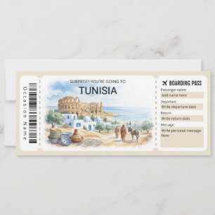 Bewerkbare Tunesische vliegtuig instapkaart ticket Kaart