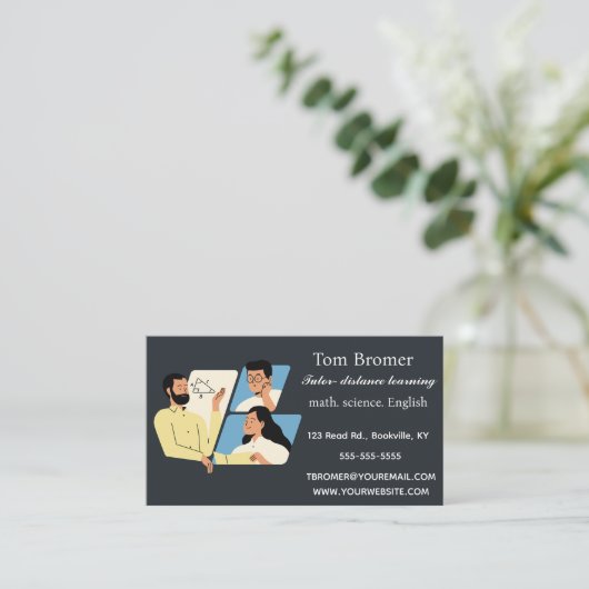 Bewerkbare Tutor Afstandsonderwijs Visitekaartje (Staand voorkant)