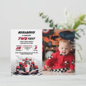 Bewerkbare Twee Fast Racing Car Foto Verjaardagsfe Kaart (Staand voorkant)
