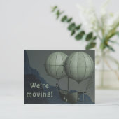 Bewerkbare twee groene ballonnen We're Moving Noti Briefkaart (Staand voorkant)