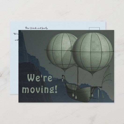 Bewerkbare twee groene ballonnen We're Moving Noti Briefkaart (Voorkant / Achterkant)