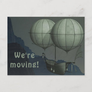 Bewerkbare twee groene ballonnen We're Moving Noti Briefkaart