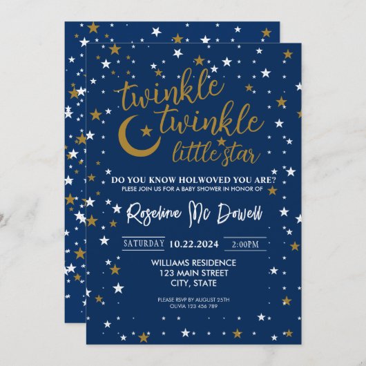 BEWERKBARE Twinkle Twinkle kleine ster, jongen dou Kaart (Voorkant / Achterkant)