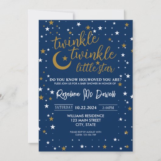 Bewerkbare Twinkle Twinkle Little Star, Jongensfee Kaart (Voorkant)