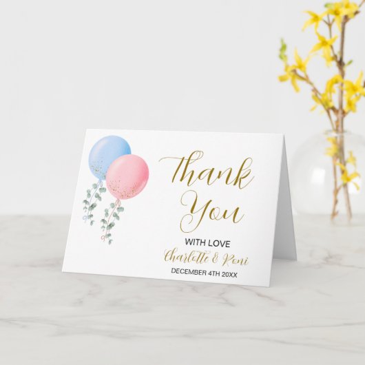 Bewerkbare Twins Baby shower Dank u kaart (Gele Bloem)