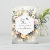 Bewerkbare Typografie Mason Jar Wedding Save The Date (Staand voorkant)