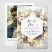 Bewerkbare Typografie Mason Jar Wedding Save The Date (Voorkant / Achterkant)