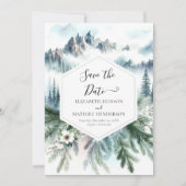 Bewerkbare Typografie Mountain Wedding Save The Date (Voorkant)