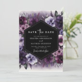 Bewerkbare Typografie Paarse Bloemen Wedding Save The Date (Staand voorkant)