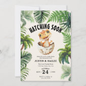 Bewerkbare Uitkomen Binnenkort Dinosaurus Baby sho Kaart (Voorkant)