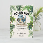 Bewerkbare Uitkomen Binnenkort Dinosaurus Baby sho Kaart (Staand voorkant)