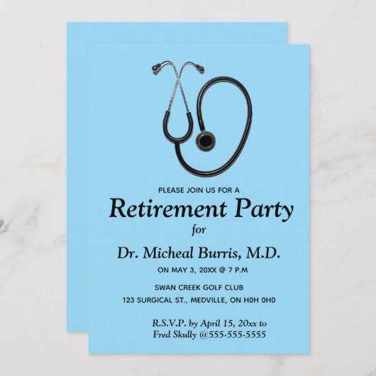 Bewerkbare uitnodiging medische beroepsgroep steth (Voorkant / Achterkant)