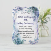 Bewerkbare Uitnodiging met Blauwe Bladeren en Paar (Staand voorkant)