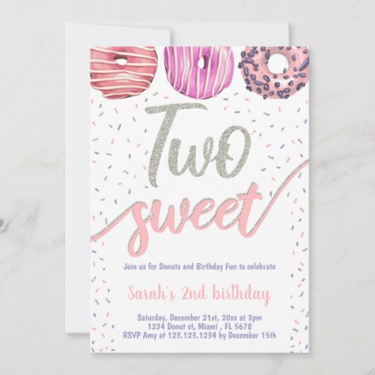 Bewerkbare uitnodiging voor 2e verjaardagsfeest (Voorkant)