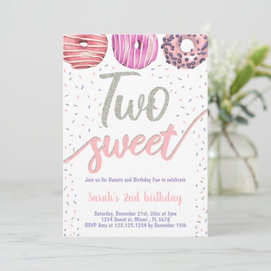 Bewerkbare uitnodiging voor 2e verjaardagsfeest (Staand voorkant)