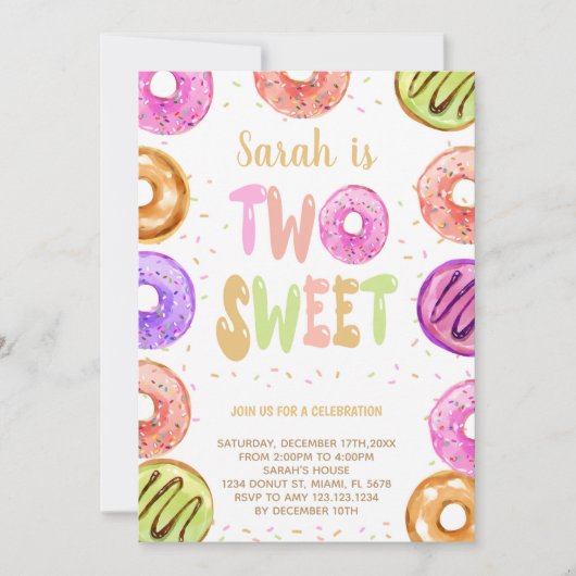 Bewerkbare uitnodiging voor 2e verjaardagsfeestje  (Voorkant)