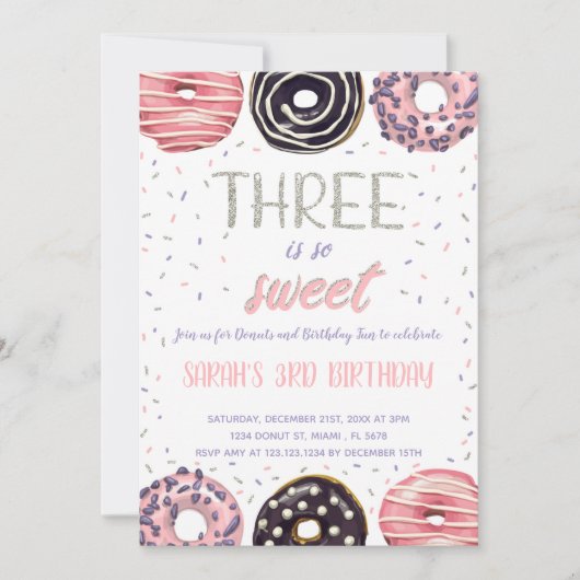 Bewerkbare uitnodiging voor 3e verjaardagsfeest (Voorkant)