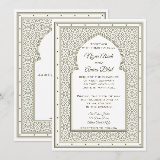 bewerkbare uitnodiging voor Arabische boog (Voorkant / Achterkant)