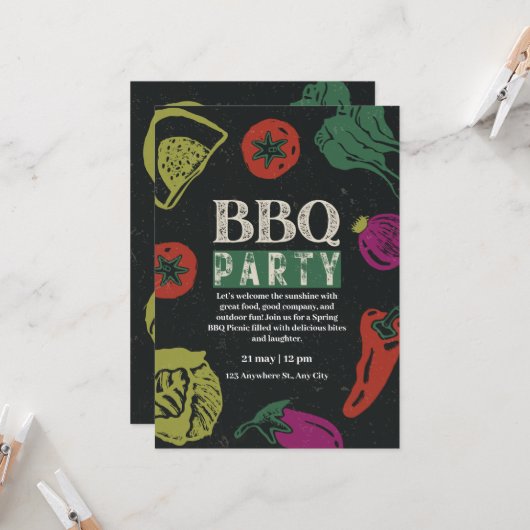 Bewerkbare uitnodiging voor BBQ-gameavond in de ac (Voorkant / Achterkant in situ)