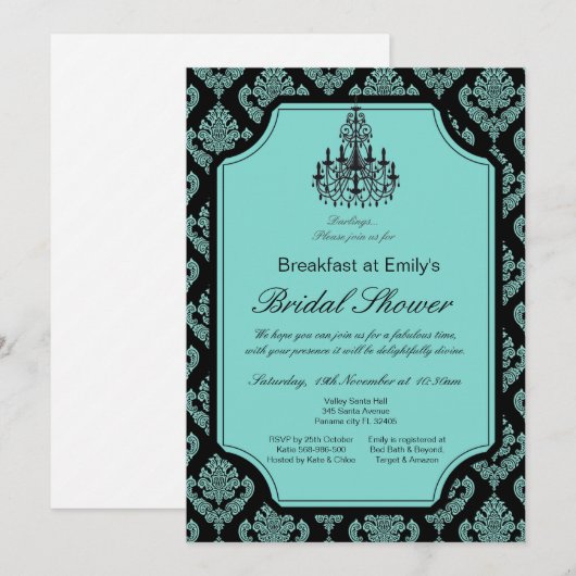 Bewerkbare uitnodiging voor bruidsontbijt bruiloft (Voorkant / Achterkant)