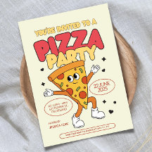 Bewerkbare uitnodiging voor een pizzafeest verjaar