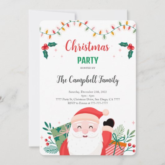 Bewerkbare uitnodiging voor feestdagen (Voorkant)