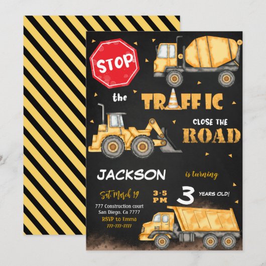 Bewerkbare Uitnodiging voor geboortedatum van de b (Voorkant / Achterkant)