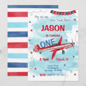 Bewerkbare uitnodiging voor het vliegtuig (Voorkant / Achterkant)