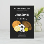 Bewerkbare uitnodiging voor jongens voor een sport (Staand voorkant)