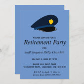 Bewerkbare uitnodiging voor pensionering van polit (Voorkant / Achterkant)